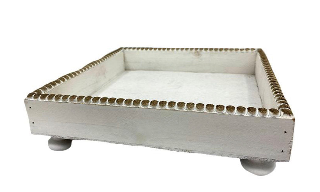 Square Wood Tray White