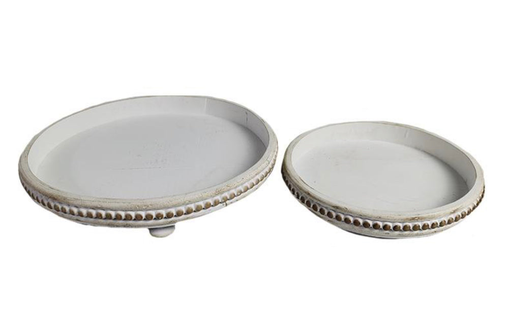 Round Wood Trays Set of 2