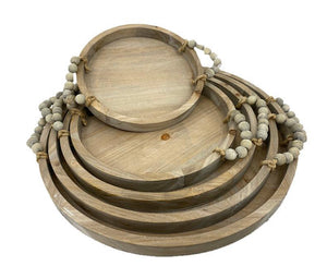 Round Wood Trays Set of 5