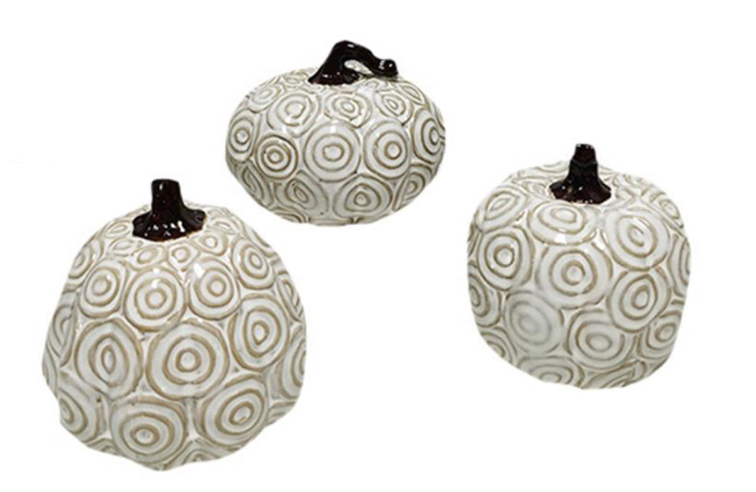 White Ceramic Pumpkins Set of 3