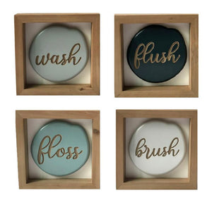 Bathroom Box Signs Set of 4