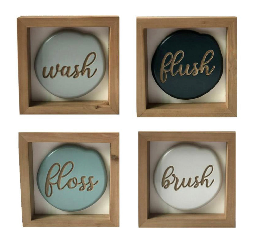 Bathroom Box Signs Set of 4