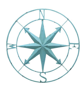 Blue Metal Wall Compass