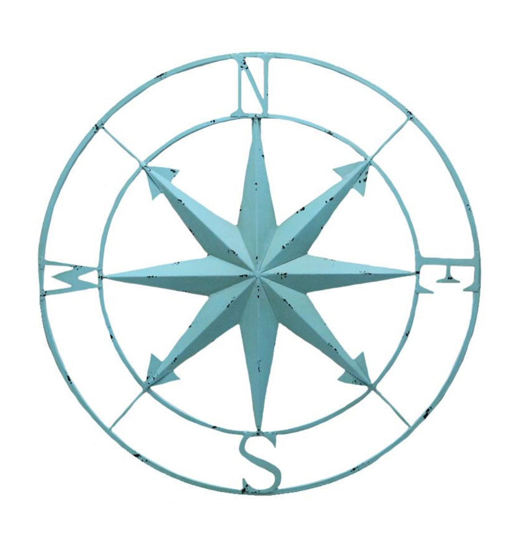 Blue Metal Wall Compass