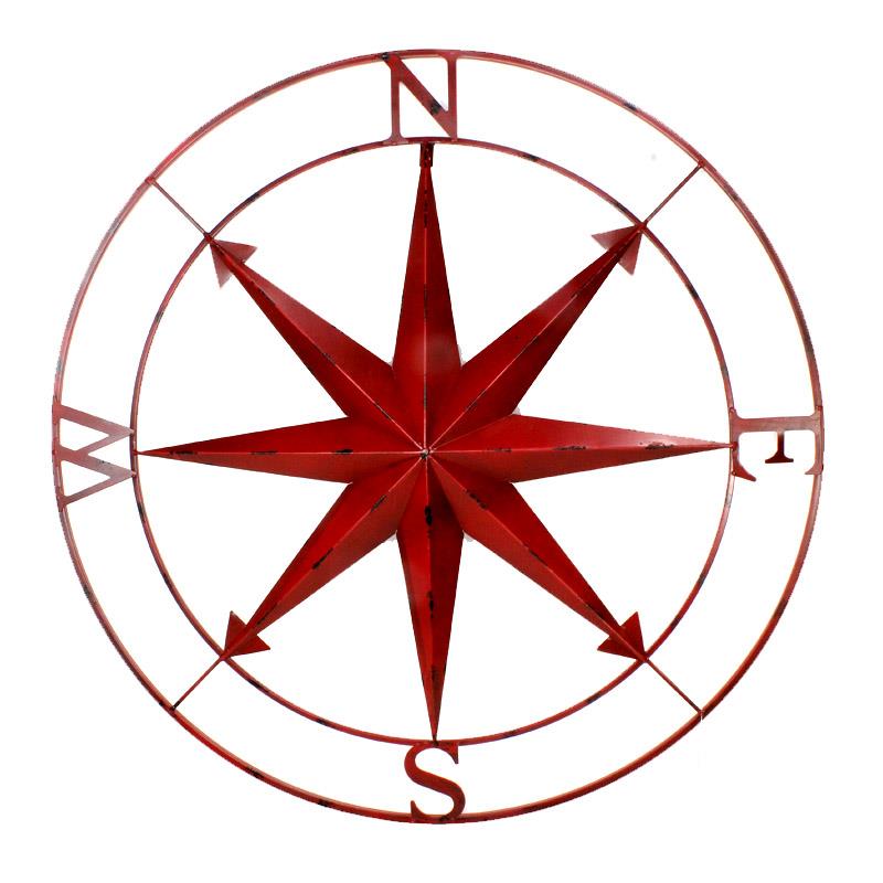 Large Red Wall Compass