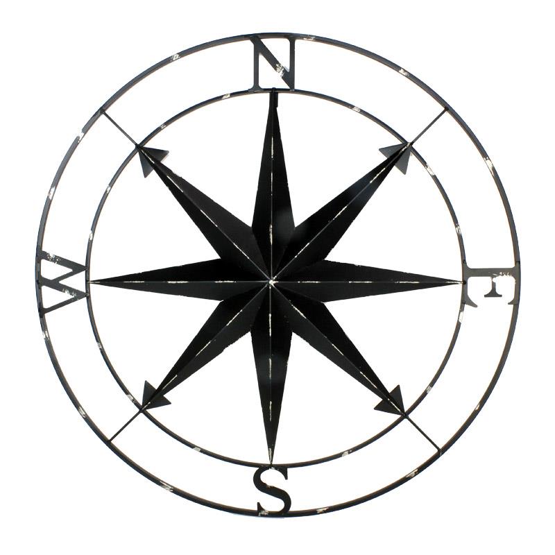 Large Black Wall Compass