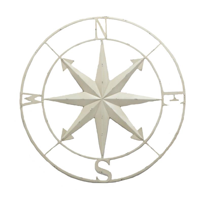 Large White Wall Compass