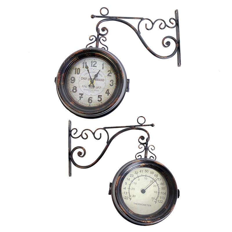 Double Sided Clock and Thermometer