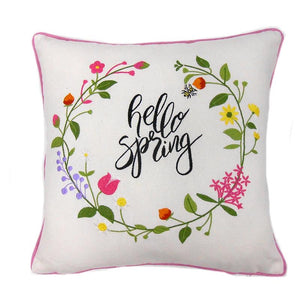 Floral Wreath Embroid Pillow