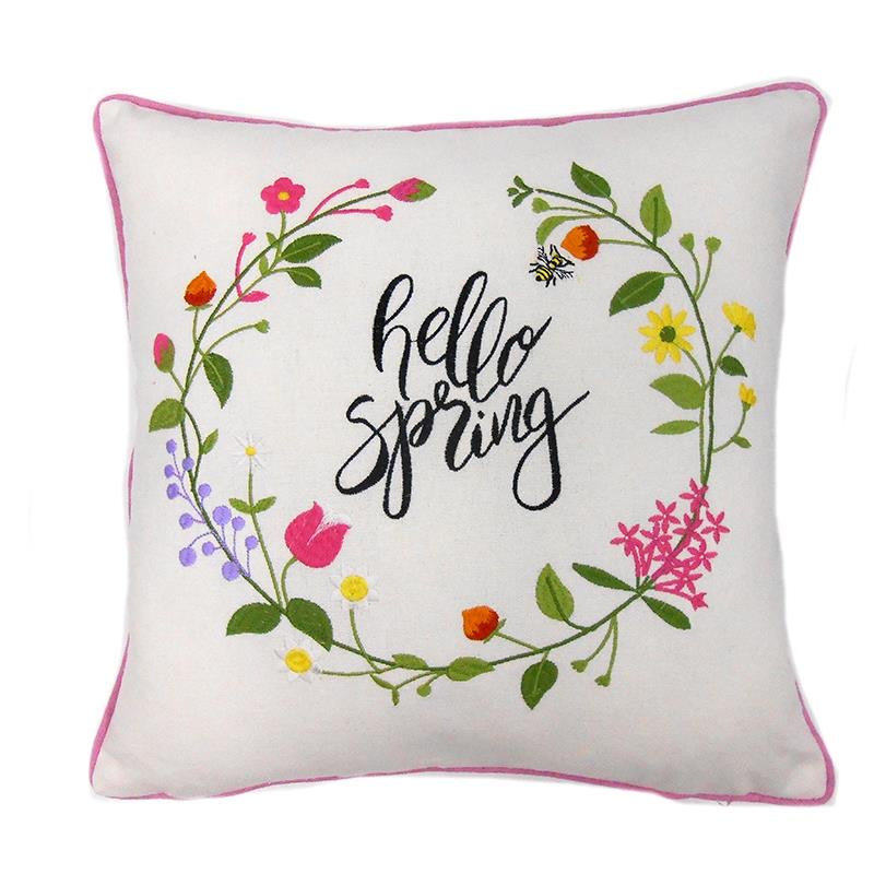 Floral Wreath Embroid Pillow