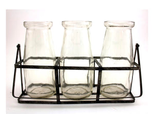 Set of 3 milk bottles