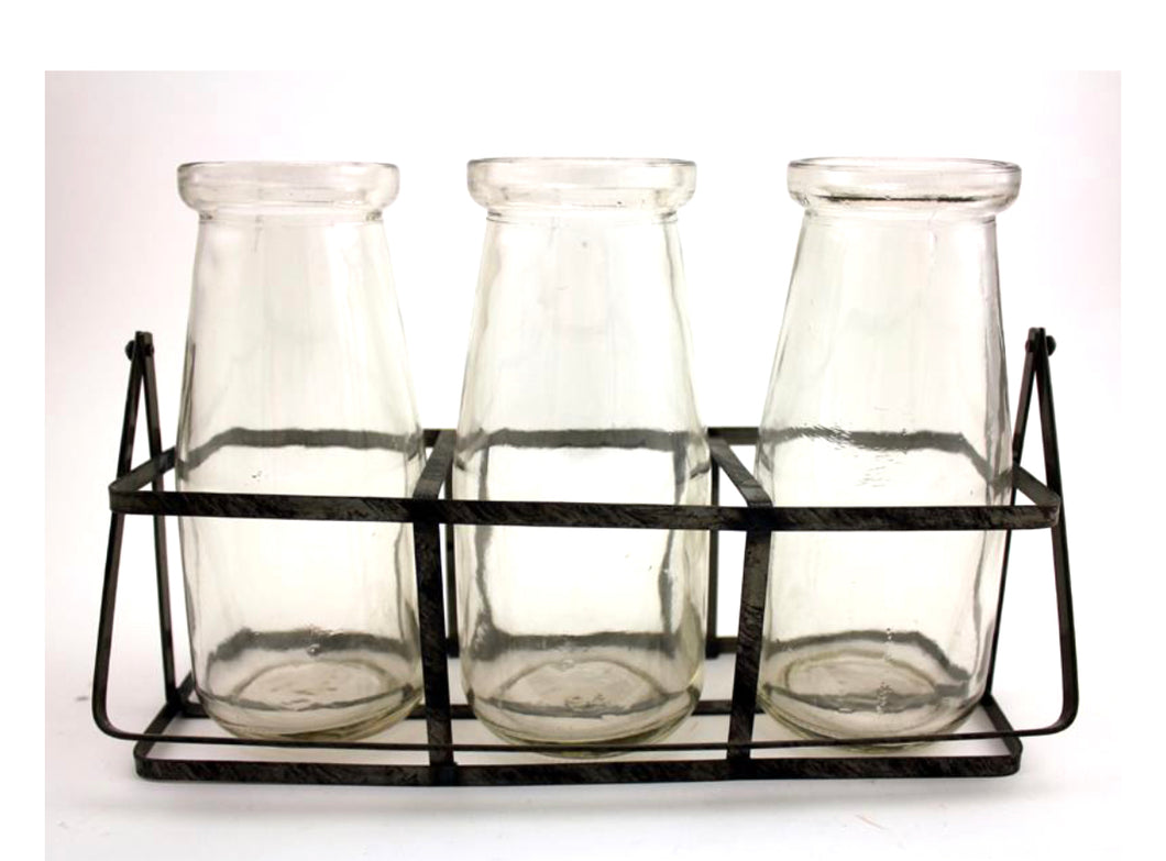 Set of 3 milk bottles