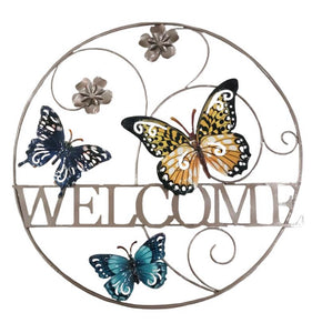 Metal Butterfly Welcome Wreath