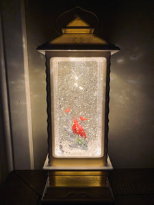 Cardinal Lantern style Snow Globe LED