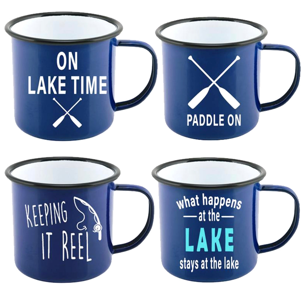 Set of 4 Enamel Lake Mugs XLRG