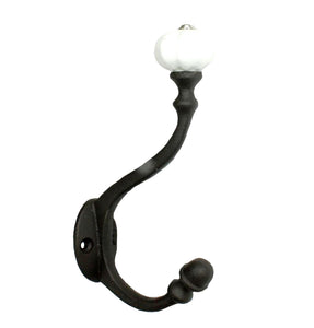 Cast Iron and Ceramic Wall Hook