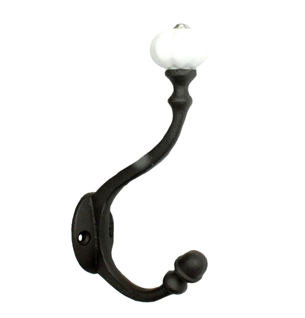 Cast Iron and Ceramic Wall Hook