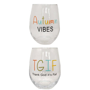 Set of 2 Fall Wine Glasses