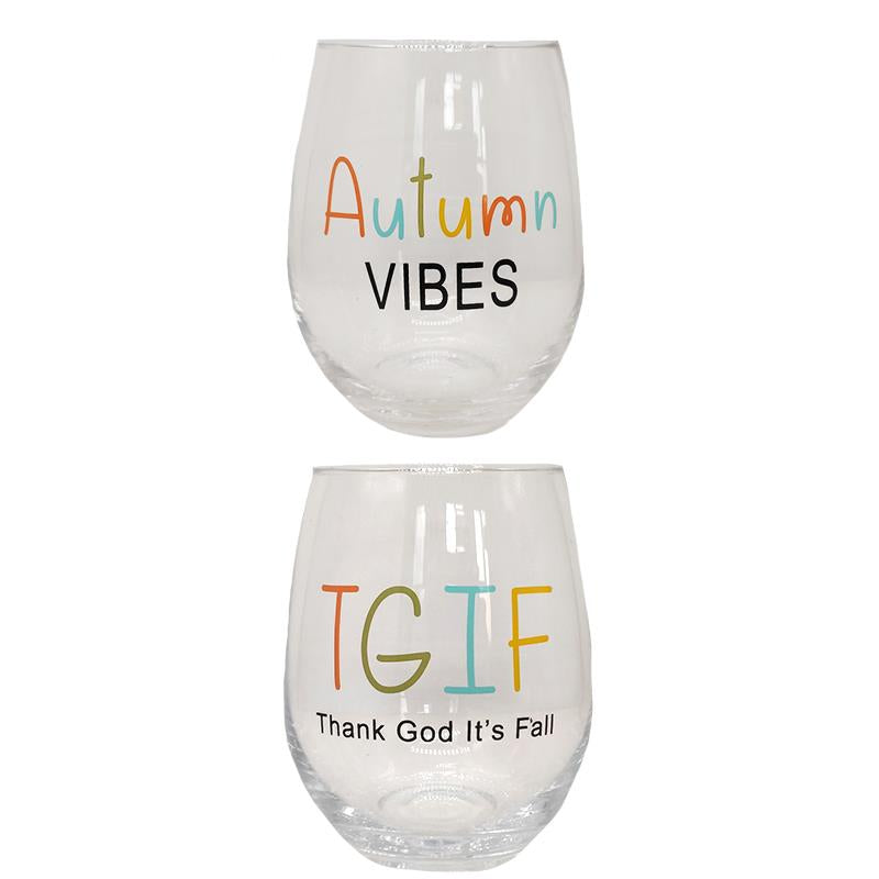 Set of 2 Fall Wine Glasses