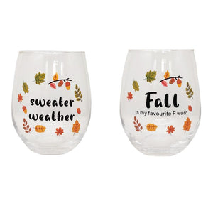 Set of 2 Fall Wine Glasses