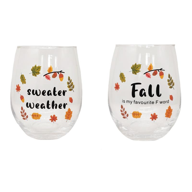 Set of 2 Fall Wine Glasses