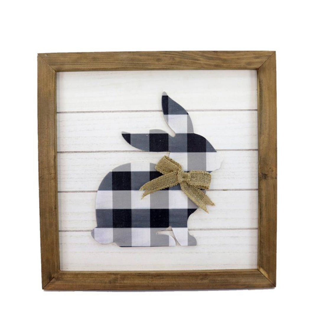 Plaid Bunny Sign